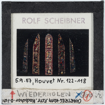 Vorschaubild Chartres: Kathedrale, Glasfenster Hochchor, aufgenommen 5.9. 1957 